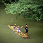 Full Day Elephant Expedition in Blue Tao Jungle, Large Waterfall Hiking, Bamboo Rafting